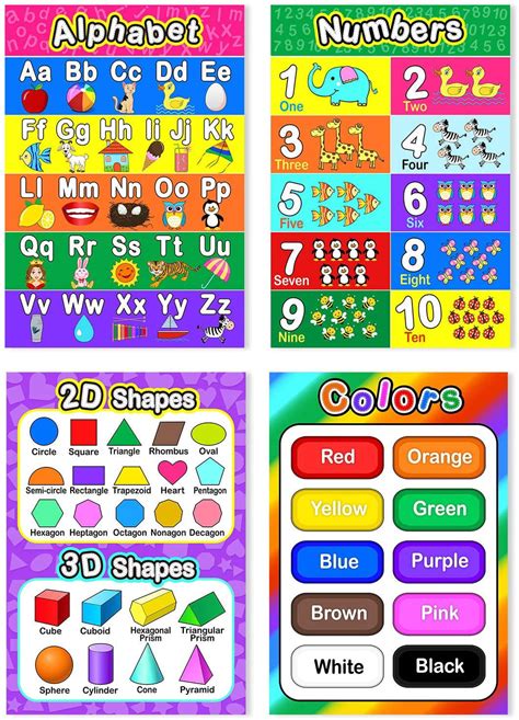 Buy 12 Pieces Educational Math Posters For Kids With 80 Glue Point Dot