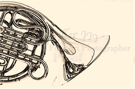 French Horn Sketch at PaintingValley.com | Explore collection of French ...