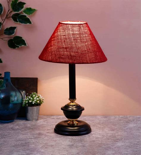 Buy Maroon Jute Table Lamp With Black Base At 11 OFF By New Era