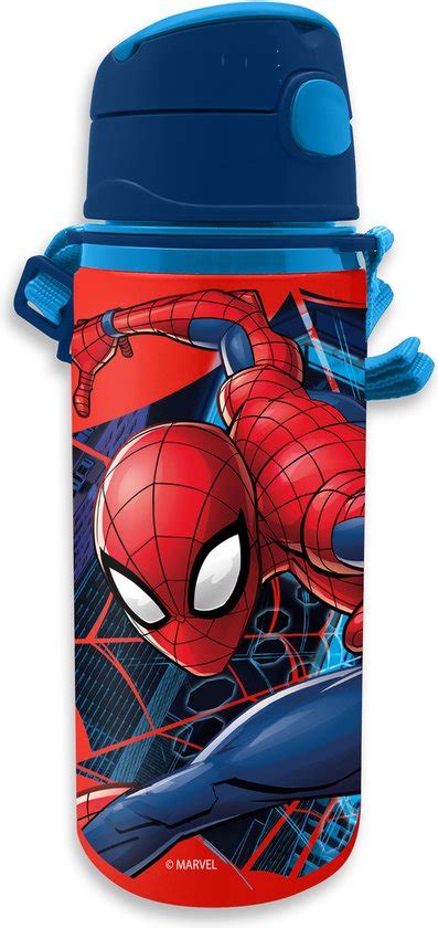 Marvel Spiderman Drinkfles Drinkbeker Bidon Met Drinktuitje Blauw