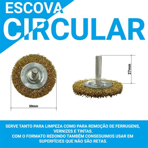 Kit Escova de Aço Circular Para Furadeira Haste 9 Peças