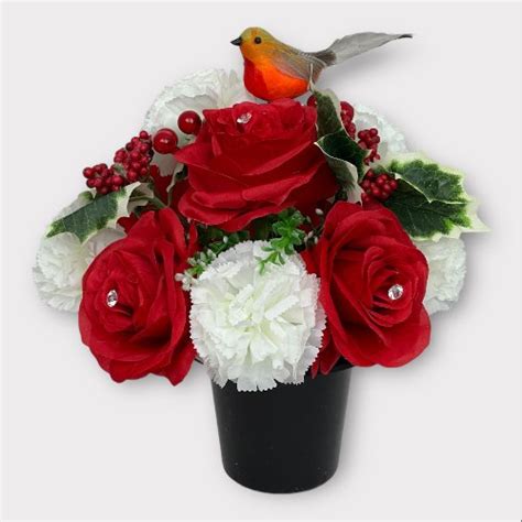 Christmas Butterfly Grave Pot Artificial Funeral Flowers