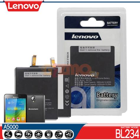 BL234 Model Battery For Lenovo A5000 High Capacity Of Li Ion 4000mAh