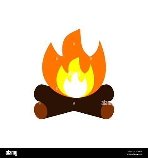 Campfire Color Icon Bonfire Cartoon Symbol Open Fire With Firewood On