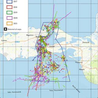 Summary map of oil spills detected in the Kerch Strait and the adjacent ...