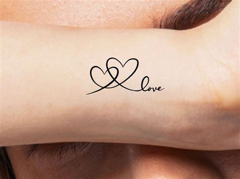 Connecting Hearts Love Temporary Tattoo Etsy Wrist Tattoos For