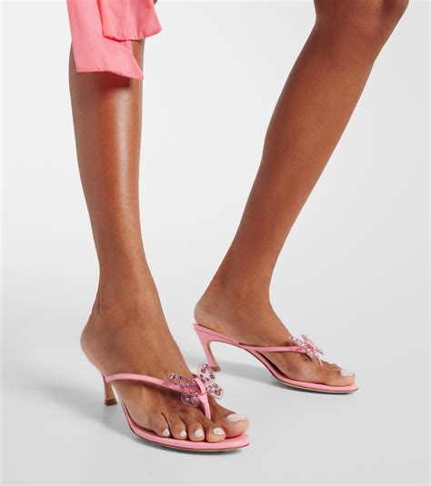 Butterfly 55 Leather Thong Sandals In Pink Blumarine Mytheresa