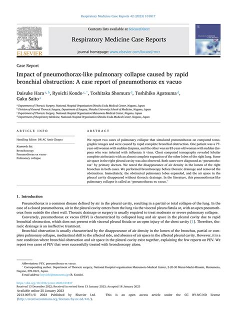 (PDF) Impact of pneumothorax-like pulmonary collapse caused by rapid ...