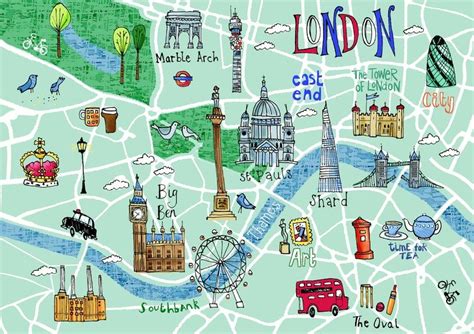 London Landmarks London Map London City Map Wall Art Map Art Rio