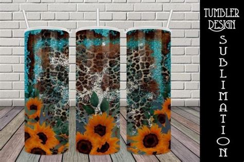 Tumbler Sublimation Sunflowers Cowhide Graphic By Digital Creative Art