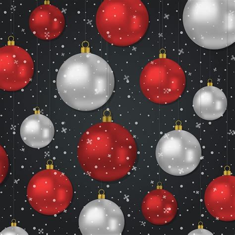 Premium Vector | Christmas background with red and silver balls.