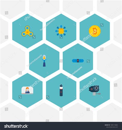 Set Modern Icons Flat Style Symbols Stock Vector Royalty Free