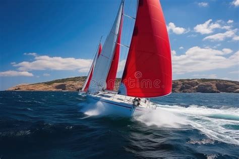 Luxury Yachts At Sea Sailing Regatta Sailing Sport In Ocean Waves