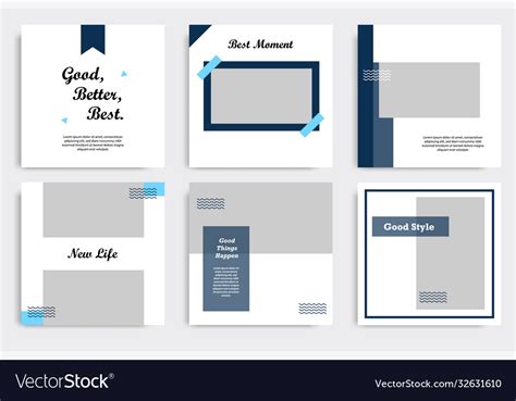 Minimal Blue White Social Media Layout Template Vector Image