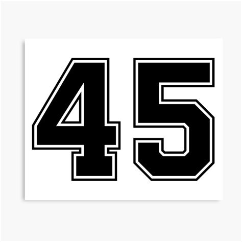 45 American Football Classic Vintage Sport Jersey Number In Black