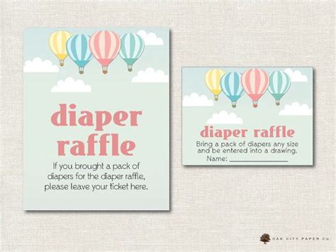 Hot Air Balloon Diaper Raffle Diaper Raffle Ticket Diaper Raffle Sign