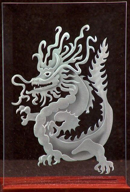 Carved Glass Chinese Dragon In Handcrafted Wooden Base Etsy Dragon Decor Chinese Dragon