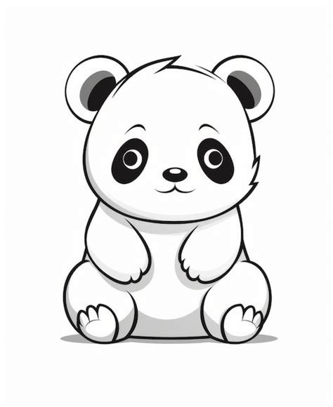 Lindo Panda De Dibujos Animados Sentado Ilustración Vectorial Foto