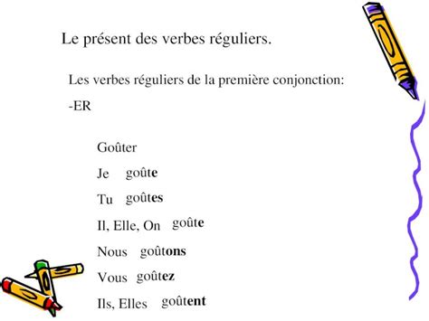 PPT Le présent des verbes réguliers Les verbes réguliers de la