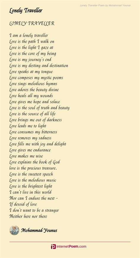 Lonely Traveller Poem by Mohammad Younus