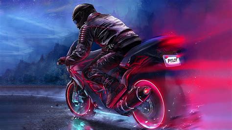 Hd Wallpaper Anime Art Girls Motorcycles Original Painting