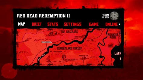 The In Game Menu System In Red Dead Redemption 2 Rdr2 Gameplay Menu