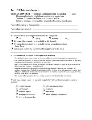 Fillable Online Tc Engr Wisc Letter Of Intent Technical