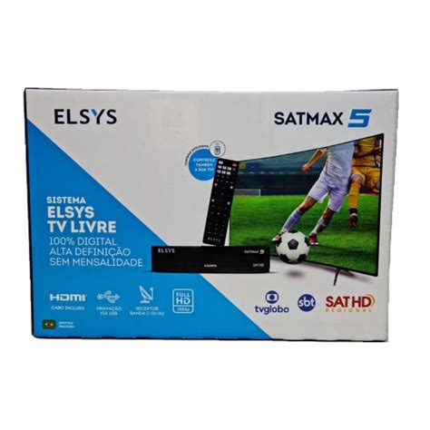 Kit 5 Receptor Digital Full Hd Satmax 5 Banda C Ou Ku Etrs70 Elsys No