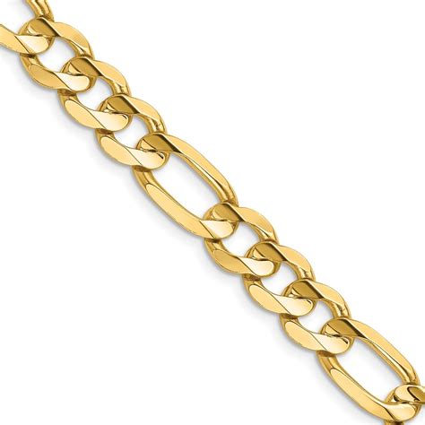 14k Yellow Gold 875mm Concave Open Figaro Chain Jewels Obsession