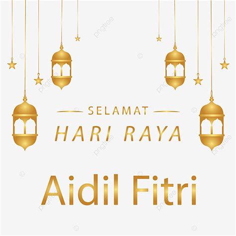 Gambar Lampion Aidilfitri Emas Anggun Mesjid Hari Raya Idul Fitri