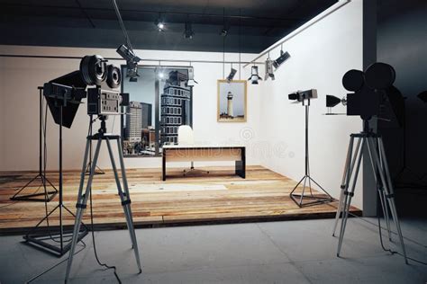 Film Studio With Cameras And Movie Equipment Stock Photo - Image: 63387832