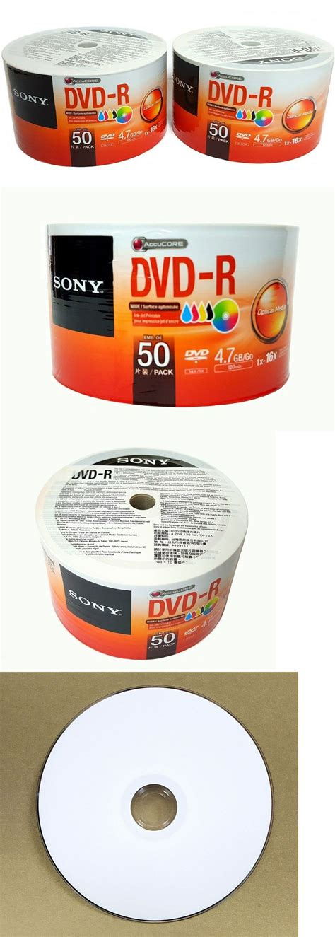 100 Sony Blank 16x Dvd R Dvdr White Inkjet Hub Printable 47gb Disc