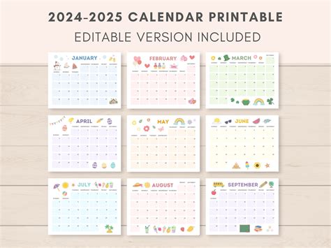 Calendario 2024-2025 Imprimible Calendario Imprimible - Etsy México