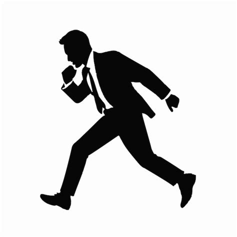 Premium Vector A Man In A Suit With A Briefcase Running Black Vector