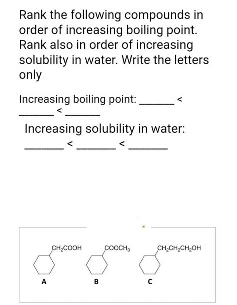 Answered Rank The Following Compounds In Order Bartleby