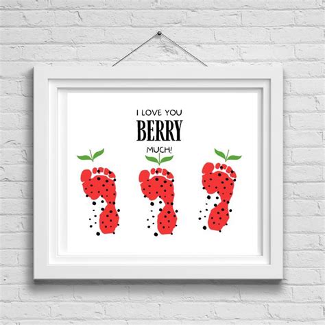 I Love You Berry Much Footprint Art Berry Footprint Craft Etsy Baby