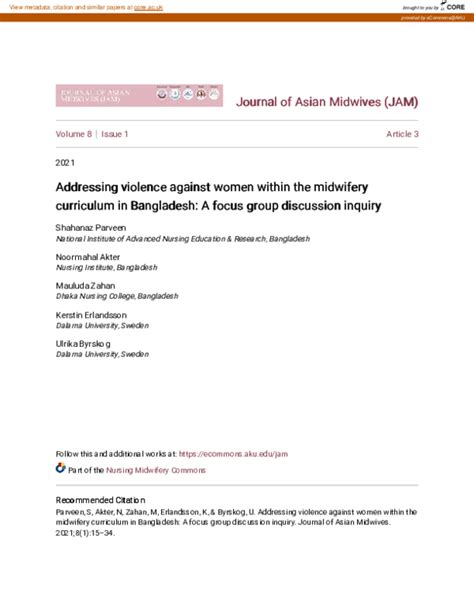 Pdf Addressing Violence Against Women Within The Midwifery Curriculum