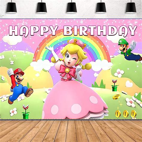 Amazon Princess Peach Birthday Party Banner Decoration Kawaii