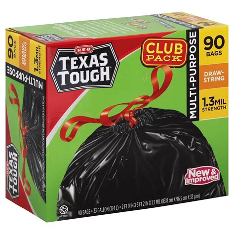 H-E-B Texas Tough Drawstring 33 Gallon Trash Bags Club Pack - Shop Trash Bags at H-E-B