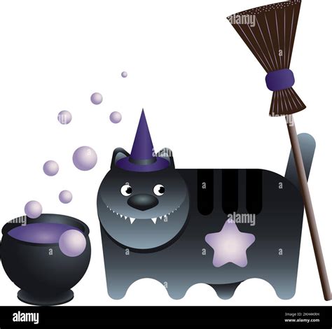 Toothy Black Cat Halloween Vector Isolate Stock Vector Image Art