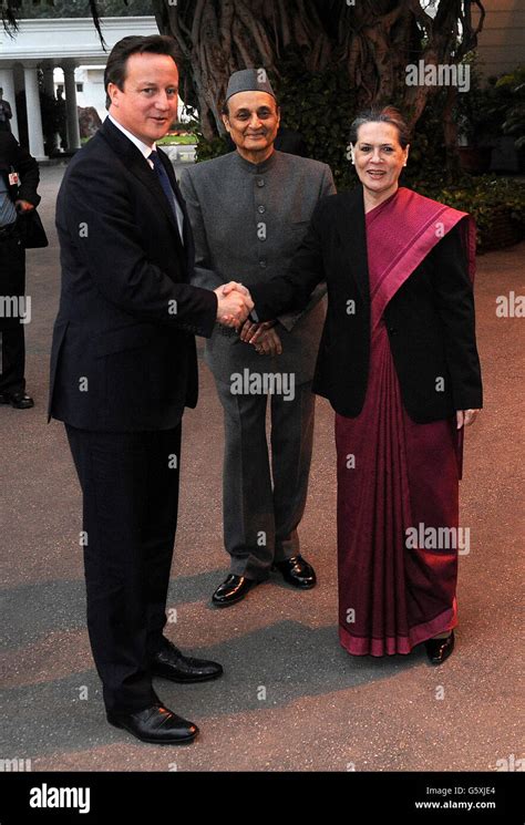 Prime minister david cameron meets sonia gandhi hi-res stock ...