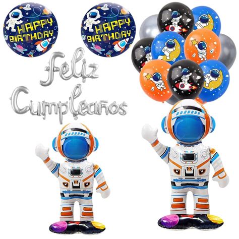 Set Globos Aluminio Globos L Tex Feliz Cumplea Os Astronauta Tu