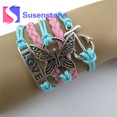 Women Multilayer Leather Braided Bracelet Infinity Love Butterfly