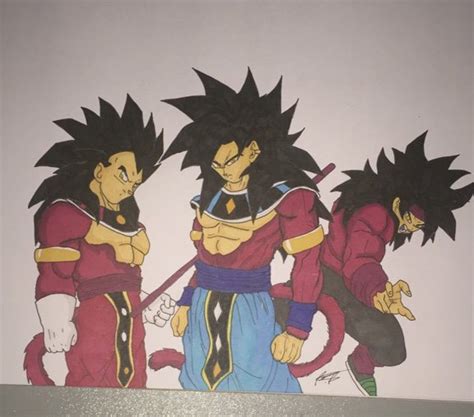 My Ssj4 God Of Destruction Goku And Vegeta Plus Ssj4 Bardock Drawing