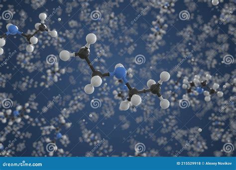 Diethylamine Molecule Ball And Stick Molecular Model Chemical 3d Rendering Stock Illustration