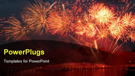 PowerPoint Template: lots of sparkling bright fireworks on an evening ...