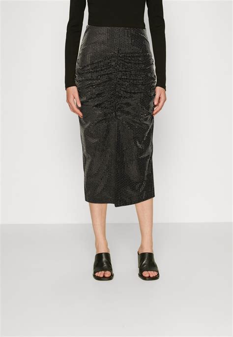 Selected Femme Slfsandy Midi Skirt Kokerrok Black Zwart Zalando Be