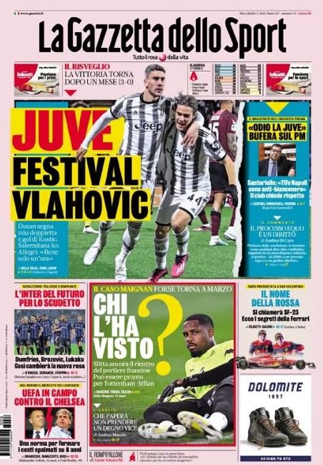 Buongiorno A Voi Le Prime Pagine Sportive In Edicola