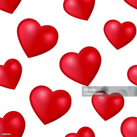 Seamless Pattern With Realistic 3d Heart Stock Illustration Download