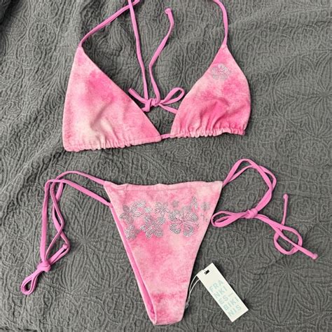 Frankie S Bikinis Intimates Sleepwear Frankies Bikinis Distorted Pink Dye Bikini Set